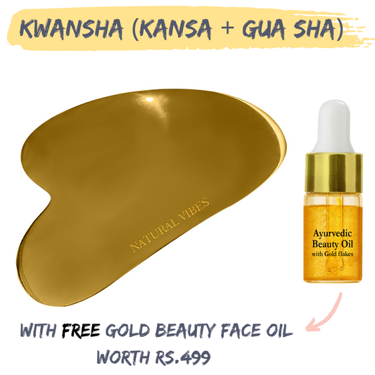 Kwansha ( Kansa + Gua Sha) Face Massager with FREE Gold Beauty Elixir Oil
