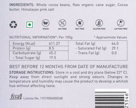 Vegan Chocolate (Smoked Pink Himalayan Salt) 72%