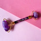Natural Vibes Amethyst Roller & Massager for Face, Neck and Under eye with FREE Gold Beauty Elixir Oil